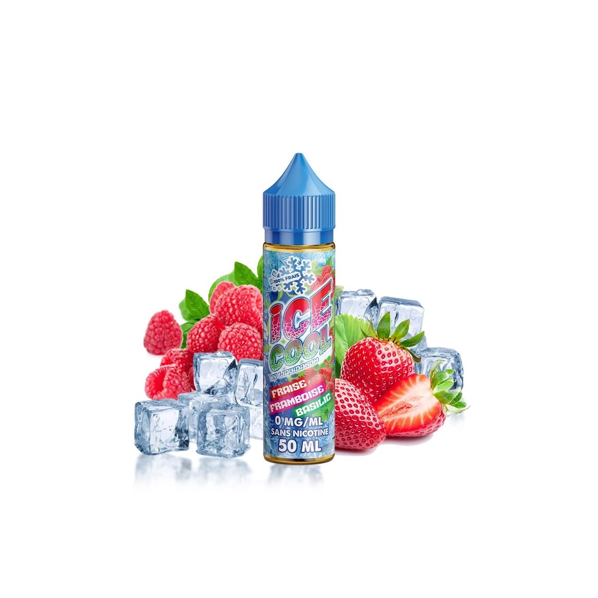 Ice Cool da Liquidarom - Morango Framboesa Manjericão 0mg 50ml