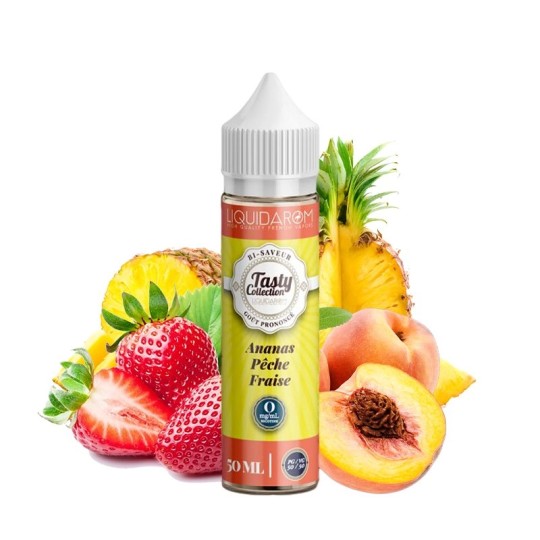 Coleção Tasty da Liquidarom - Abacaxi Pêssego Morango 0mg 50ml