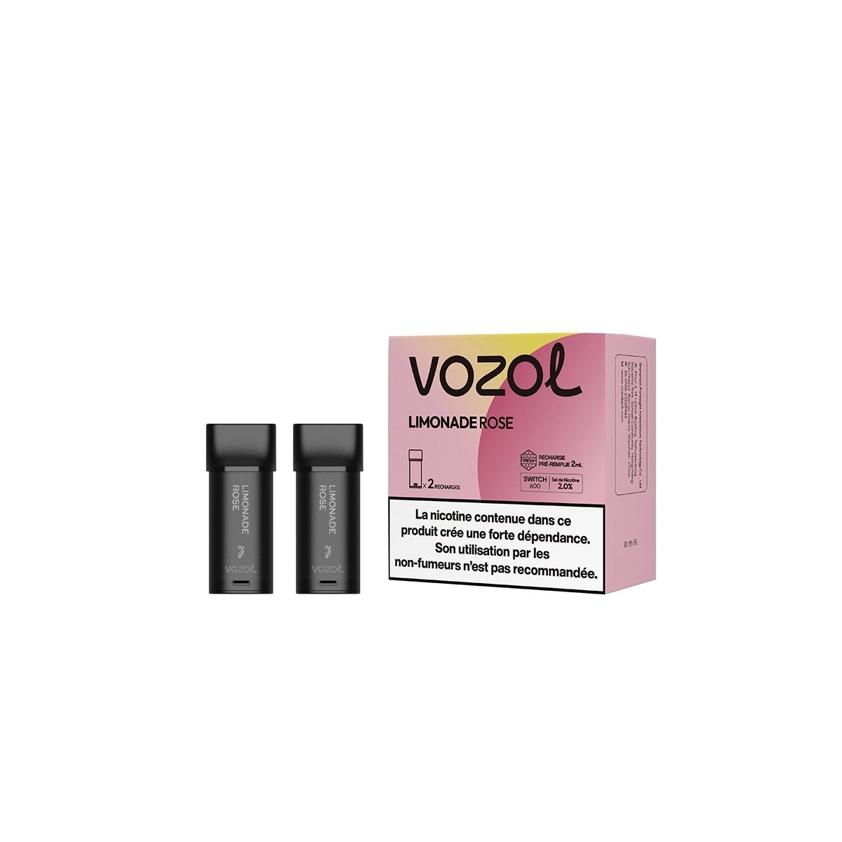 Vozol - Cartouche Switch 600 2ml Limonade Rose (2pcs)