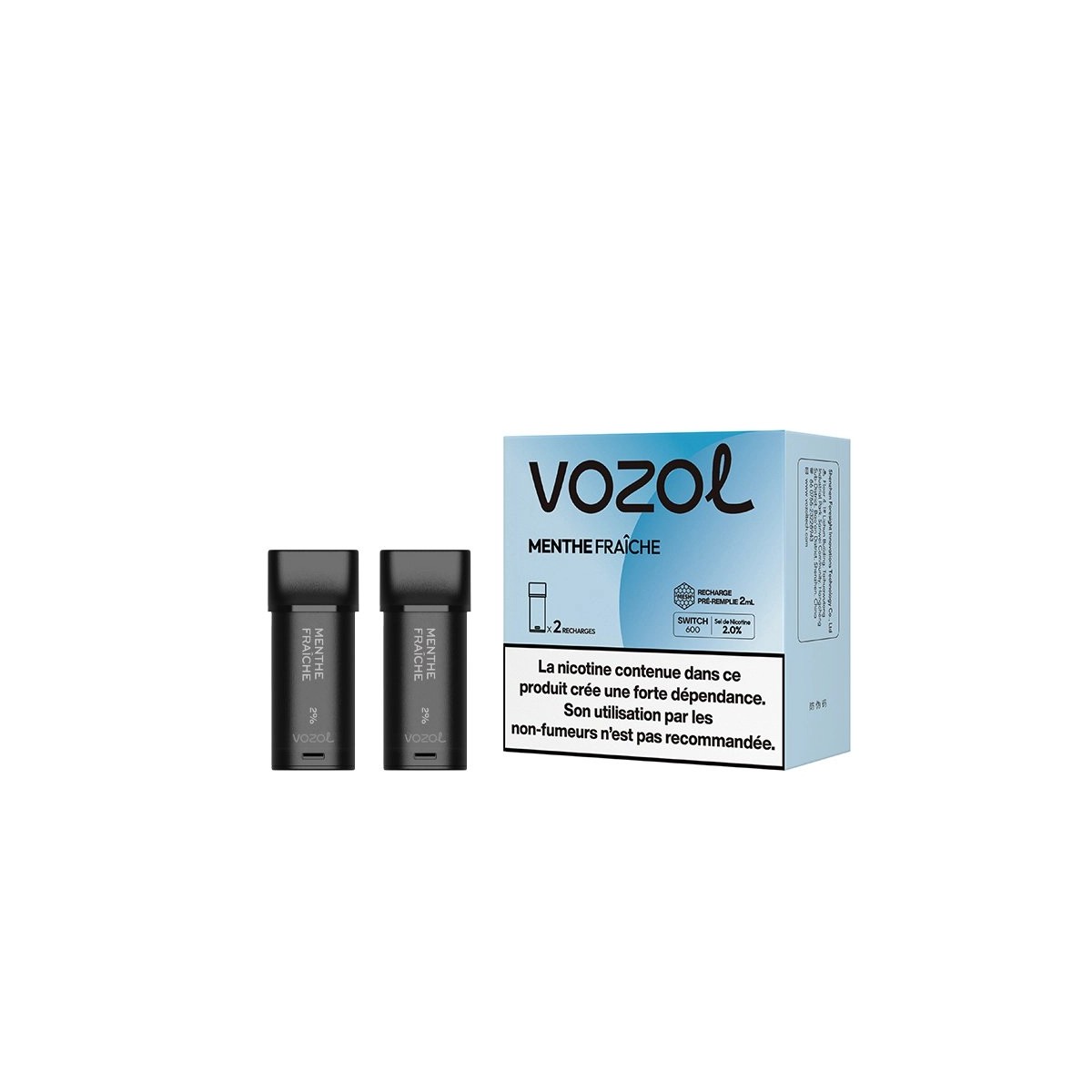 Vozol - Switch 600 2ml Verse Munt Cartridge (2 stuks)